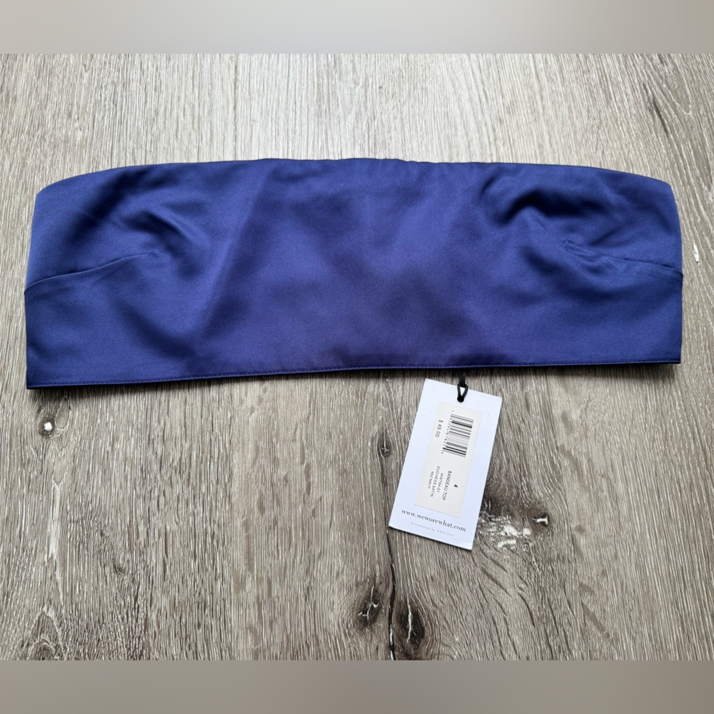 WeWoreWhat Navy Bandeau Top Women’s Size 4 Strapless Minimalist NWT